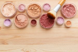 Makeup powder products with foundation blush and brush