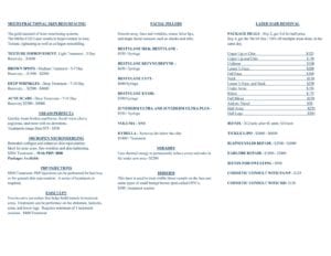 Cosmetic Menu of Services